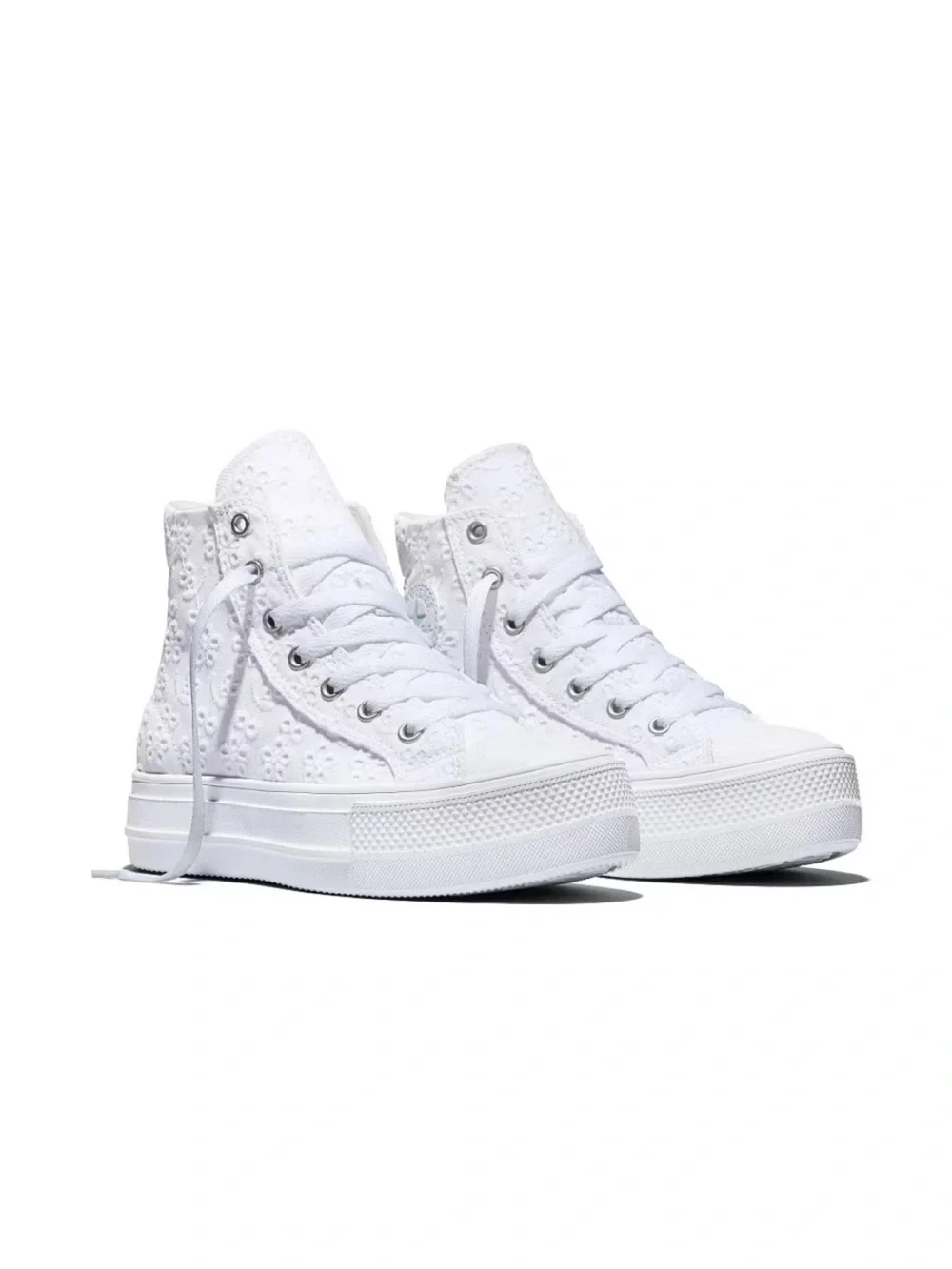 Kids White High-Top Lace Sneakers- Converse